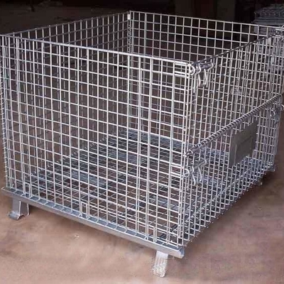 foldable lockable wire mesh transport metal storage wire mesh pallet cage Stackable Folding Metal Wire Mesh Storage Cage