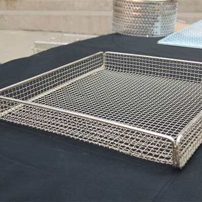 Stainless steel washing basket, With handle square shape 304 316 stainless steel wire mesh leachate washing basket clean