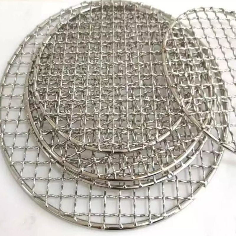 Round Barbecue Wire Mesh, Round 304 Stainless Steel BBQ Barbecue Grill Net Crimped Woven Wire Mesh